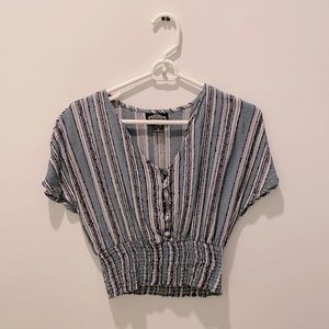Angie cropped button up rayon top